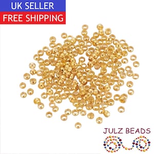 Crimp Beads 3mm Gold Plated - Jewellery Findings to Secure Ends - Pack of 200