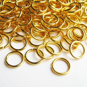 100 Jump Rings Open 8mm x 1mm 18 Gauge Gold Plated Findings J00289C