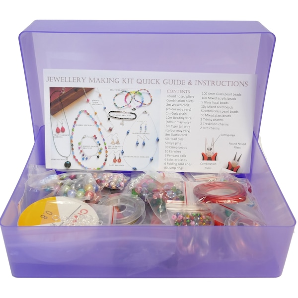 Jewellery Making Kit For Beginners Instructions Included Findings + Beads K0007L