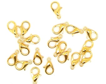 50 Lobster Clasps Gold Plated 12mm Jewellery Making Findings Fasteners J00840C