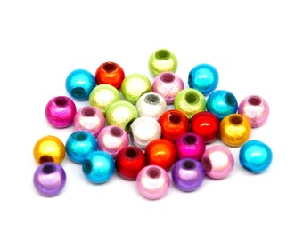 200pcs 3D Illusion Acrylic Miracle Beads – 6mm Spacer Beads, Mixed Metallic Colors