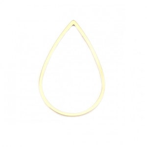 May include: A gold-coloured, teardrop-shaped earring component. The earring frame is a thin, continuous line with a pointed top and rounded bottom. The background is plain white.