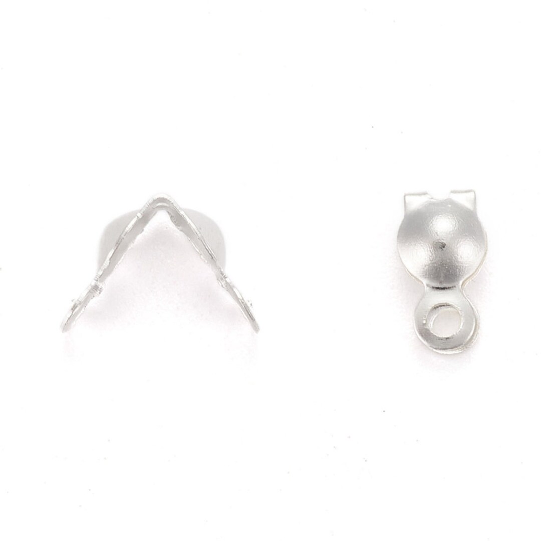 100 Calotte Ends Clamshell Connector Silver Plated 7mmx4mm Fits 2.4mm