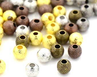 100 Stardust Mixed Brass Metal 4mm Spacer Beads Round Hole 1mm P00161T