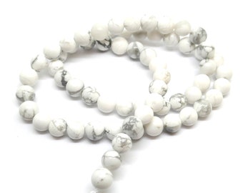 1 Strand Natural Howlite Round Beads - Gemstone - 6mm - 58pcs - P01305