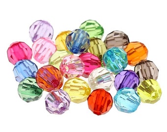 500 Faceted Acrylic Round Transparent Beads - 6mm - Hole 1.5mm - J24402V