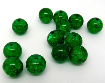 1 Strand Green Glass Crackle Beads 10mm 80pcs Jewellery Making J05643XE
