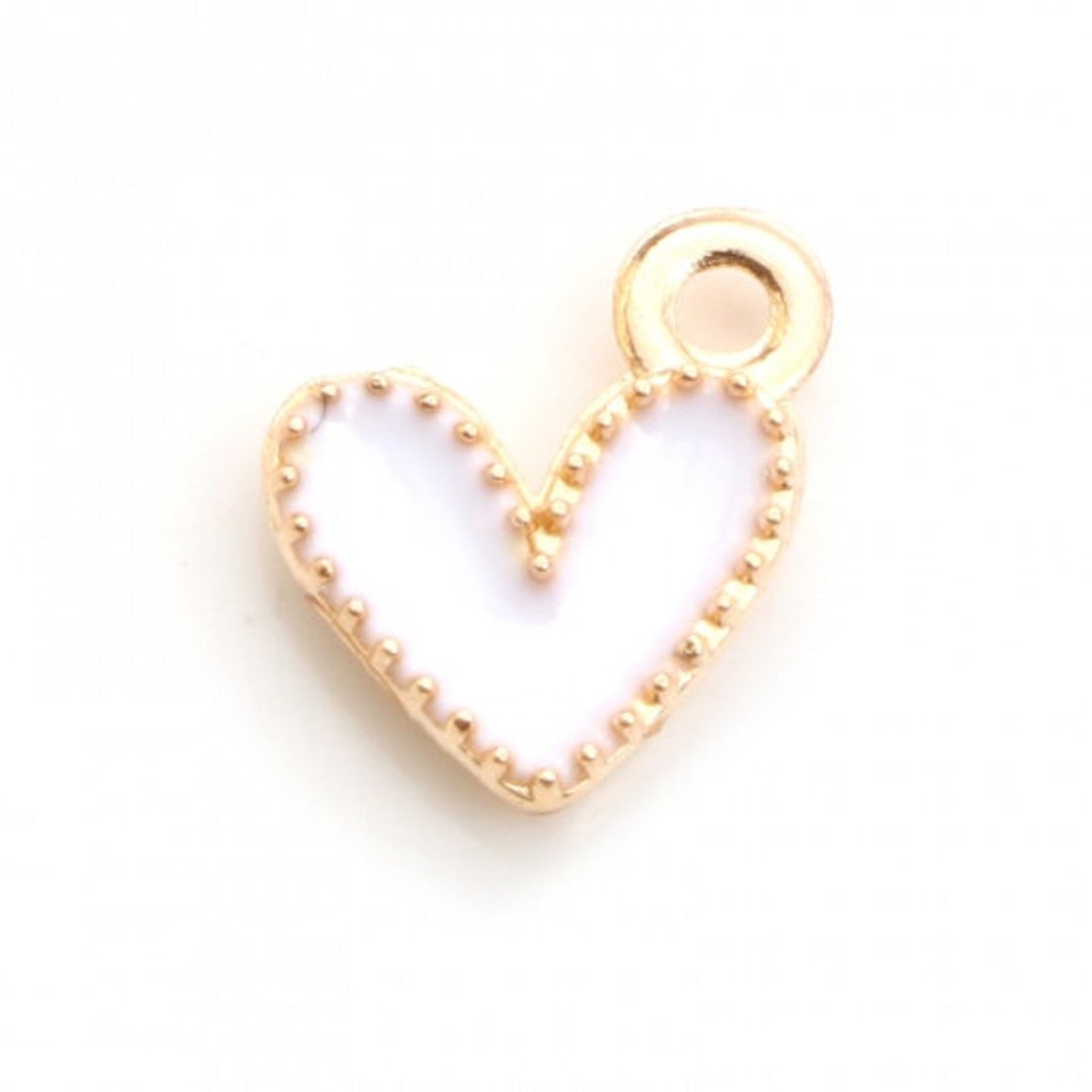 Noverlife 96pcs Valentine's Day Enamel Heart Charms, Heart Pendants Metal Heart Charms, Enamel Glitter Red Heart Charms for Bracelet Necklace