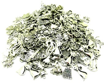 40g Cat Charm Mix - Antique Silver Tone - Approx 30+ Charms - 8mm - 47mm P00266D