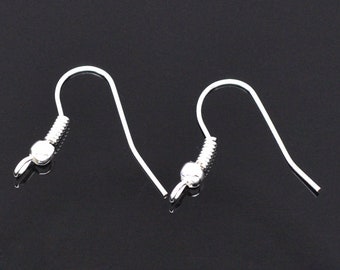 100 (50 Pairs) Silver Plated Fish Hook Earwires Jewellery Findings 19mm J11087