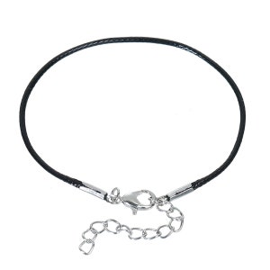 Bracelet Black Waxed Rope 10pcs Lobster Clasp 18.5cm Long 1.5mm Cord Pre Done