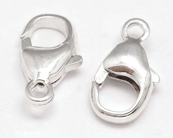 2 Sterling Silver Lobster Clasps (925) - 11.5mmx6mm - Jewellery Findings -P00825