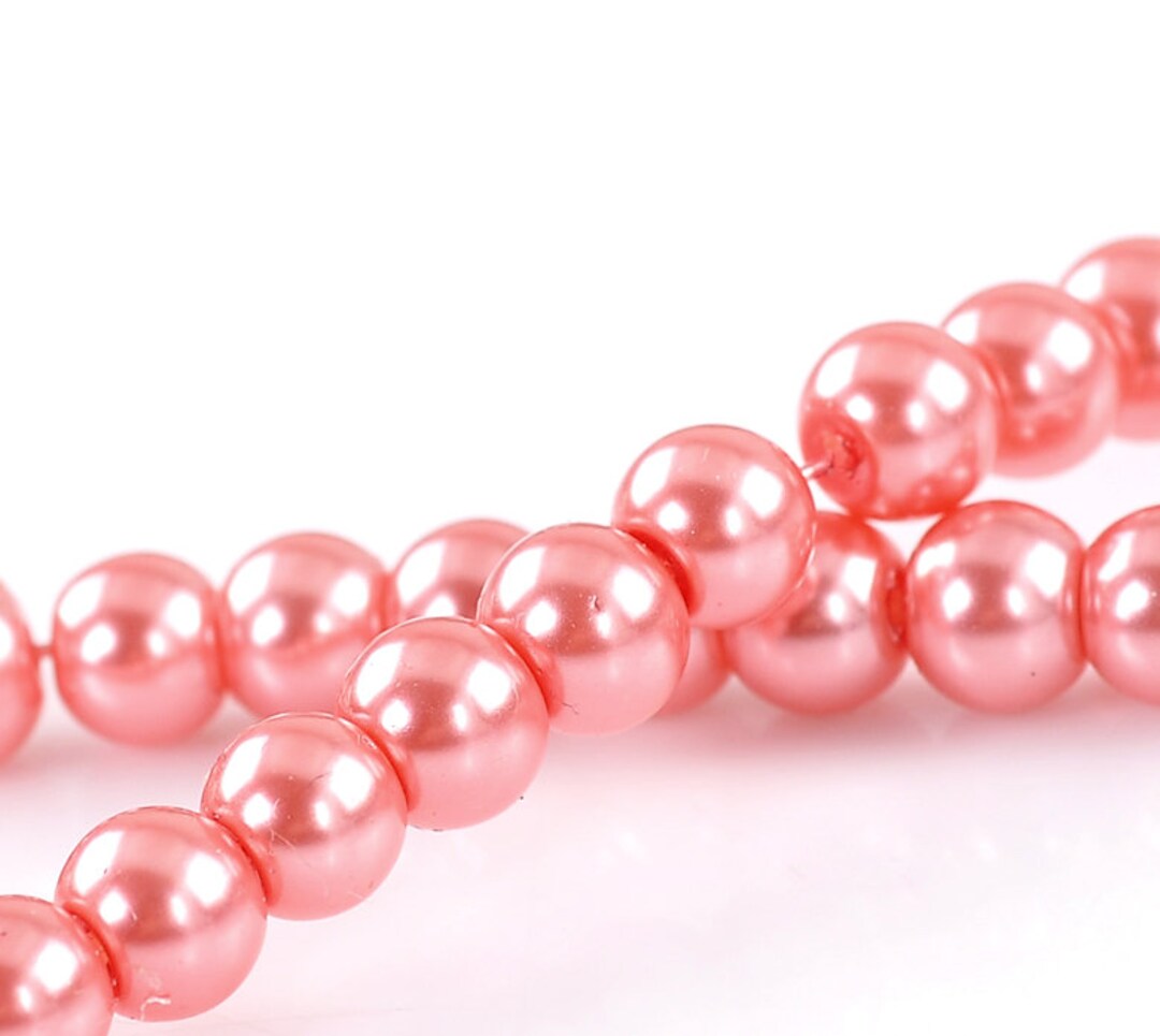 140 Deep Pink Glass Pearl Beads 6mm Round Beads Etsy