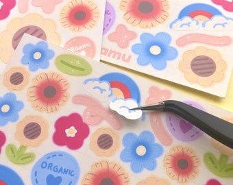 Flower Garden Sticker Sheet Kawaii Deco Stickers Floral Toploader Sunflower Journal Planner Seal Summer Plants Kpop Stationery Original Art