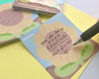 Sonnenblume Memo Pad Kawaii Garten Pflanze Blume Notizblock Sprout Floral Cute Journaling Planer Happy Mail Pen Pal Notizblock Dekorative To Do