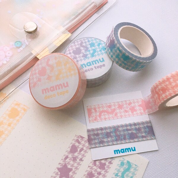 Pastel Houndstooth Washi Tape For Polcos Journaling Washi Tape Samples Kawaii and Korean Stationery Kpop Stickers Gradient Deco Tapes Roll