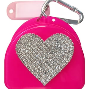 Glitter Heart Custom Clip Mouthguard Case Stylish and Durable Embellished Retainer Holder