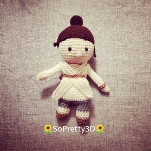 Crocheted Star Wars Inspired Rey Amigurumi! 14 inches tall! Photo Prop! Baby Prop! Free Shipping too!