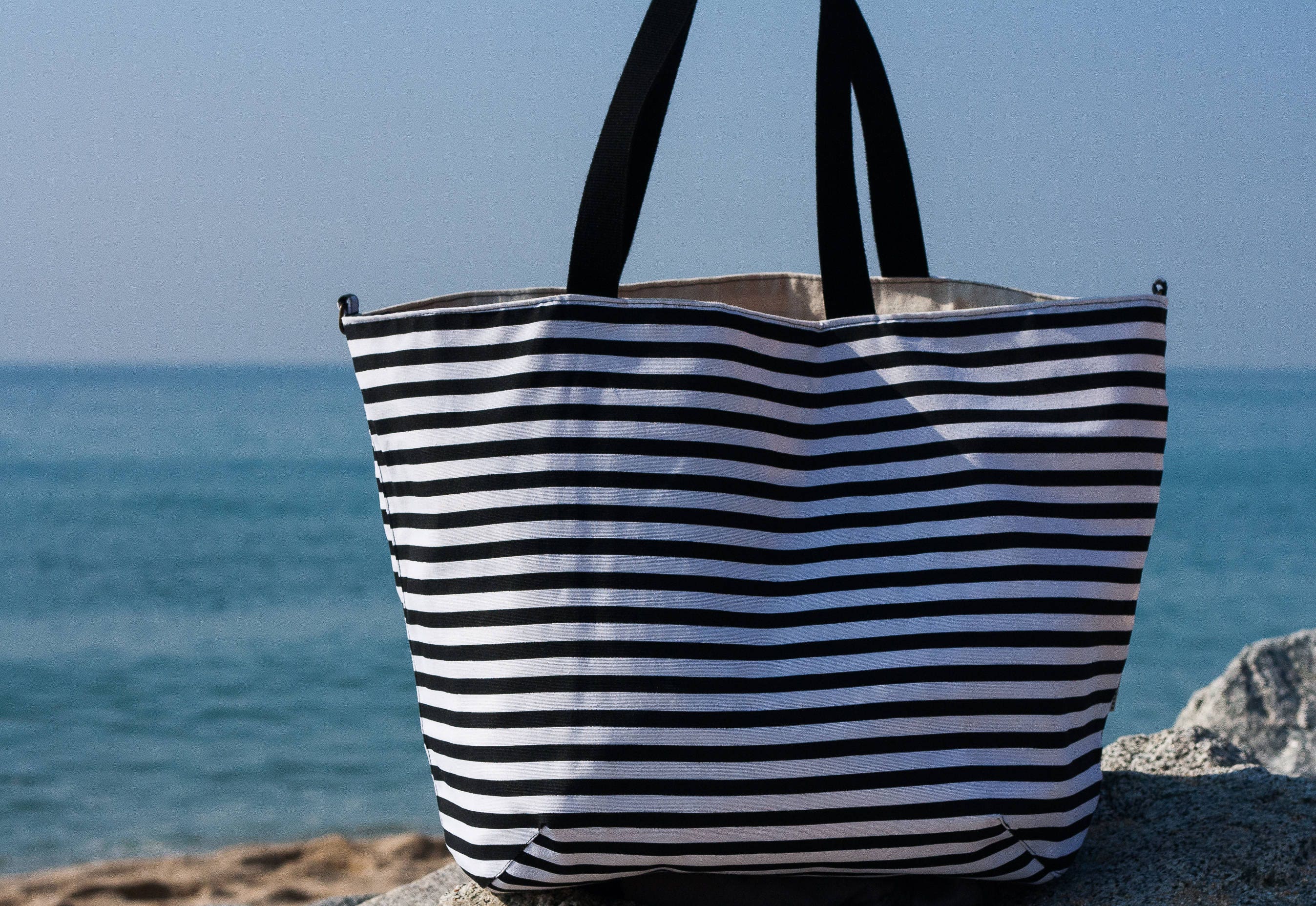 Striped Beach Tote Bag. Weekender bag women. Summer bag. | Etsy