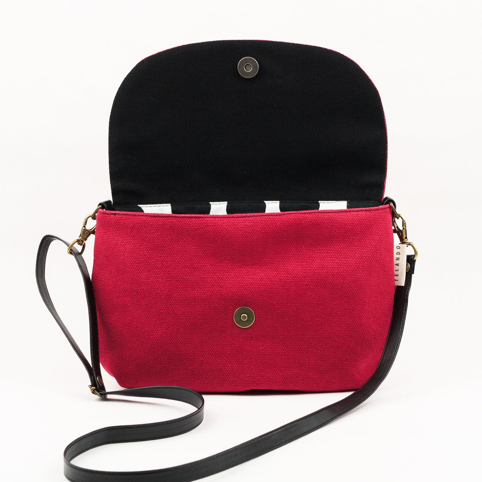 Small Red Crossbody Bag. Women Crossover Purse Bag. Red Canvas Etsy