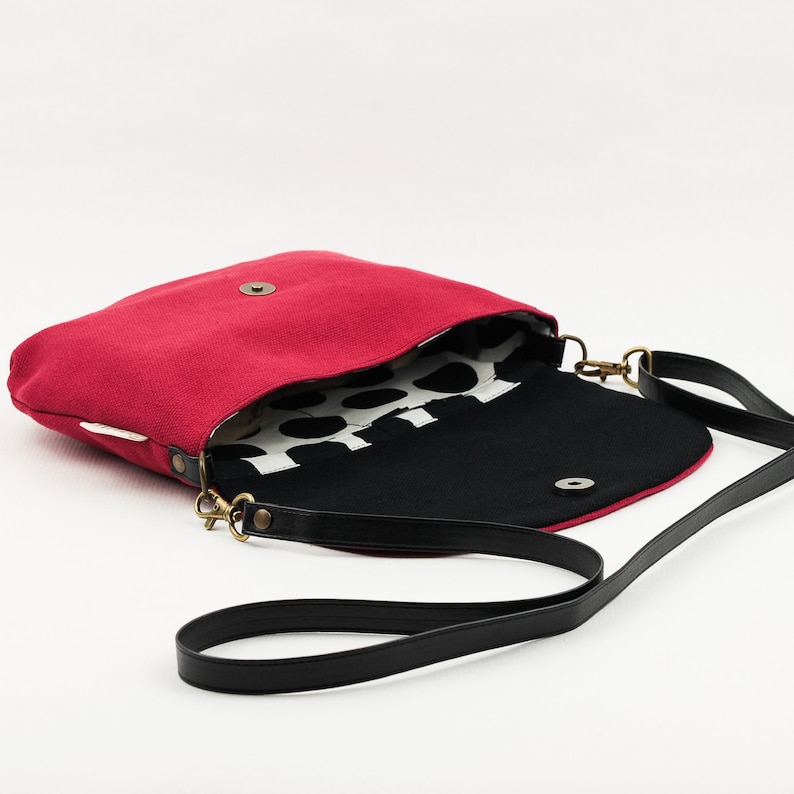 Small Red Crossbody Bag. Women Crossover Purse Bag. Red Canvas Etsy