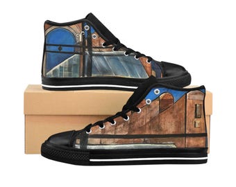 Soulful's Cityscape Art sneakers | High Top Shoes, Urban Architectural Print
