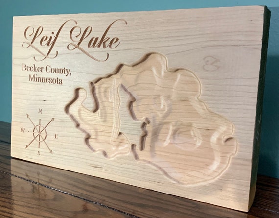 Lake Map Relief 3D Carving Topography Custom Unfinished