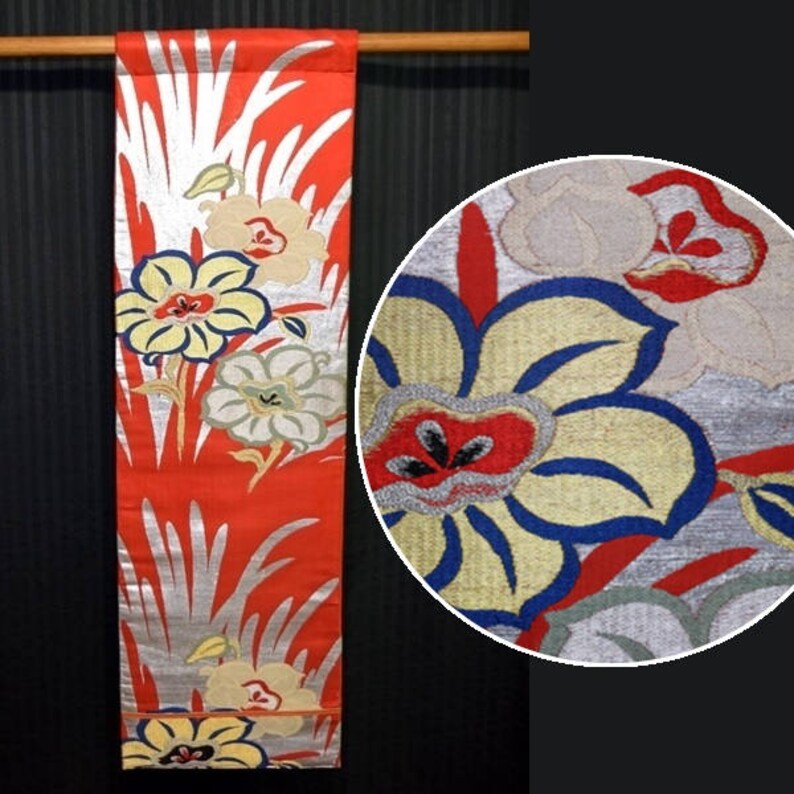 Japanese Kimono Obi Fabric Tapestry Wall Decor Hanging Display Etsy