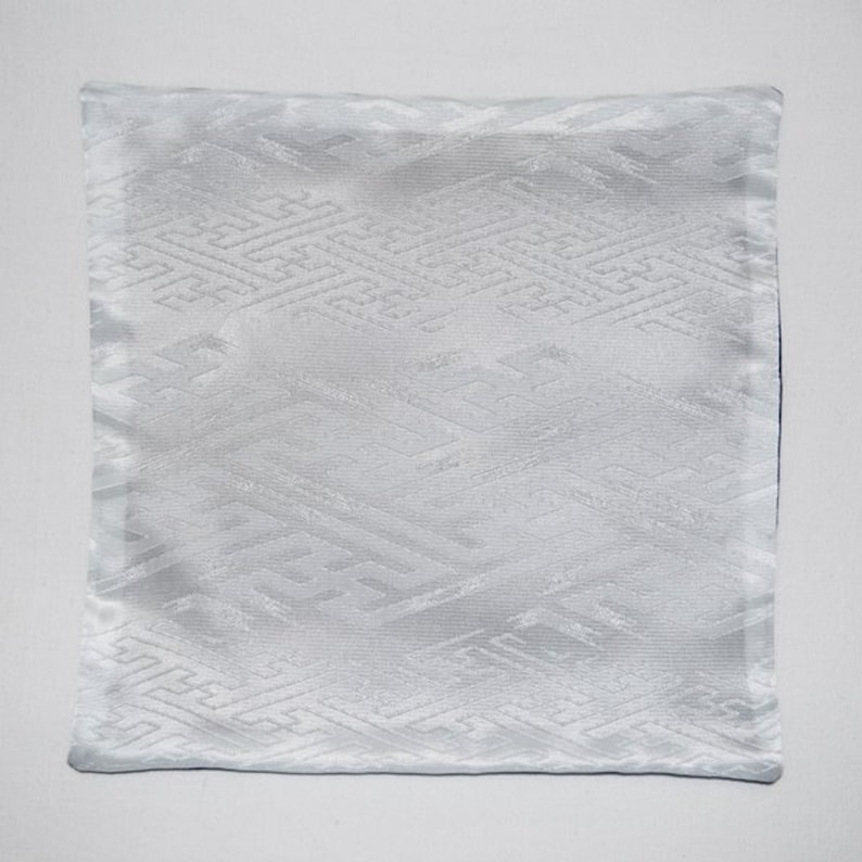 Blue and White Pocket Square Reversible Men/'s Suit Accessory Vintage Japanese Kimono Fabric