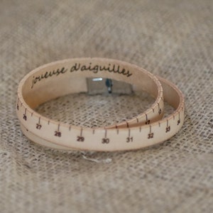 Bracelet cuir Mètre couturière double tour ajustable toutes tailles, pour homme ou femme, ruban mesureur en cuir gravé de centimètres 40 cm image 6