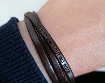 Gepersonaliseerde leren armband 3 polsbandjes voor mannen Gegraveerd met een quote, voornamen, GPS-coördinaten, Aanpasbaar vadercadeau