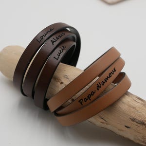 Customizable 3 wrap leather bracelet, unisex gift for woman or man, choice of colour, can be personalized and engraved