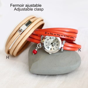 Custom multi wrap leather watch, choose engraving text, leather colour, watch face for an unique boho woman gift image 8