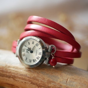 Custom multi wrap leather watch, choose engraving text, leather colour, watch face for an unique boho woman gift image 5