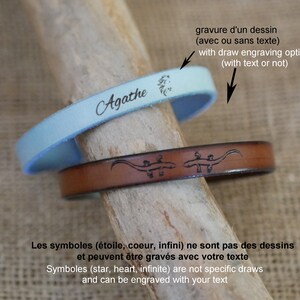 Bracelet cuir personnalisable par gravure prénom pour homme, femme, mari, papa, parrain, cadeau bijou personnalisé gravé pour elle et lui image 9