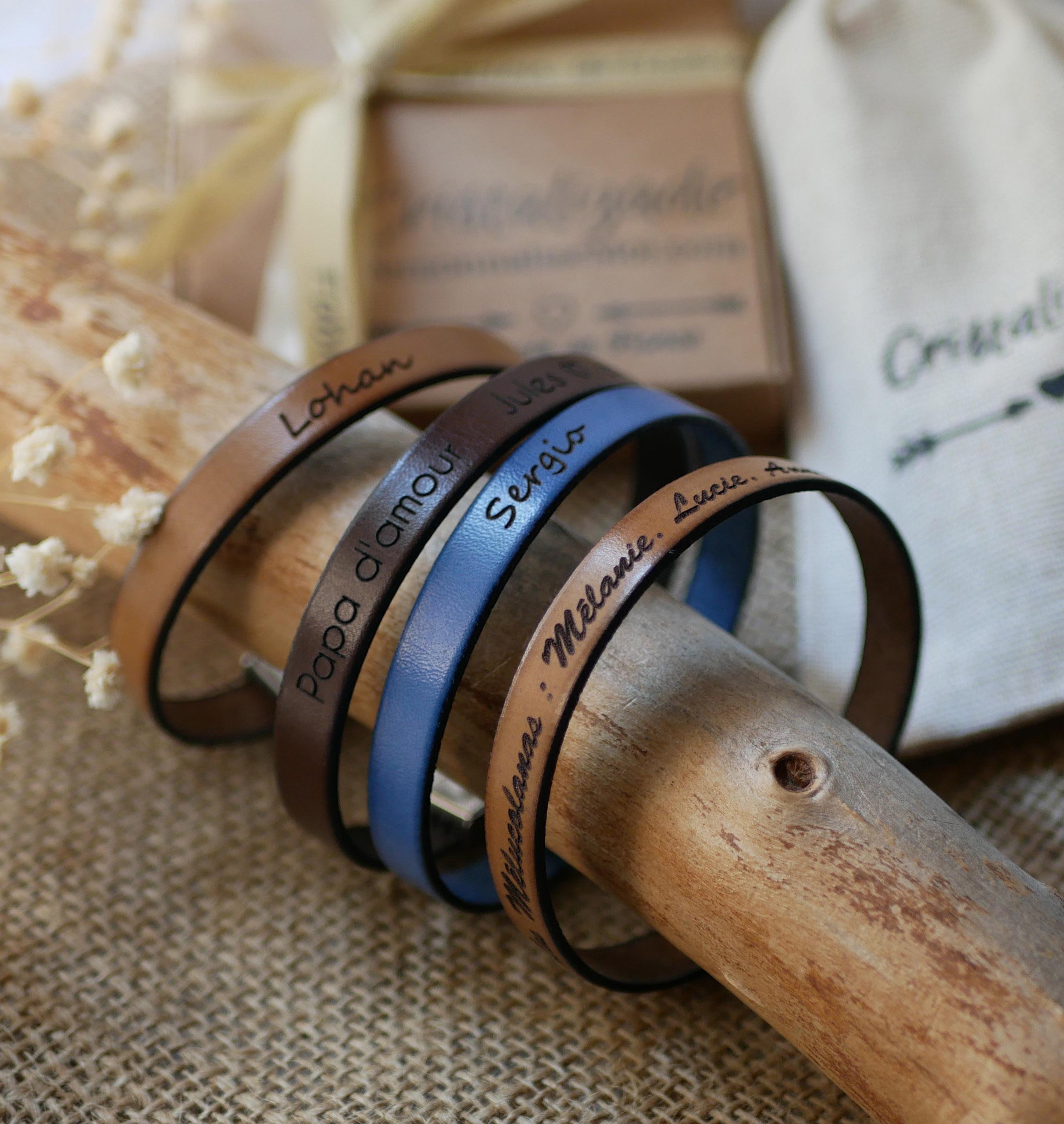 Bracciale Uomo In Pelle Naturale Con Incisione – Regalo Per Festa Del Papà, Compleanno, Natale – Lunghezza 23 Cm - 2