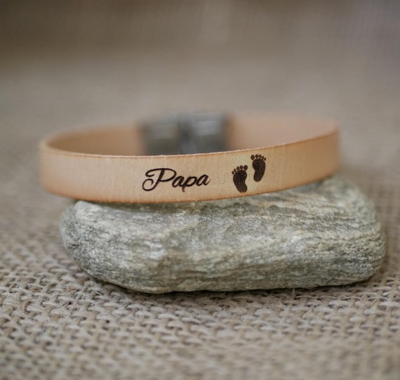 Bracciale Uomo In Pelle Con Incisione "Bester Papa" – Regalo Per Papà, Regolabile, Con Astuccio E Biglietto