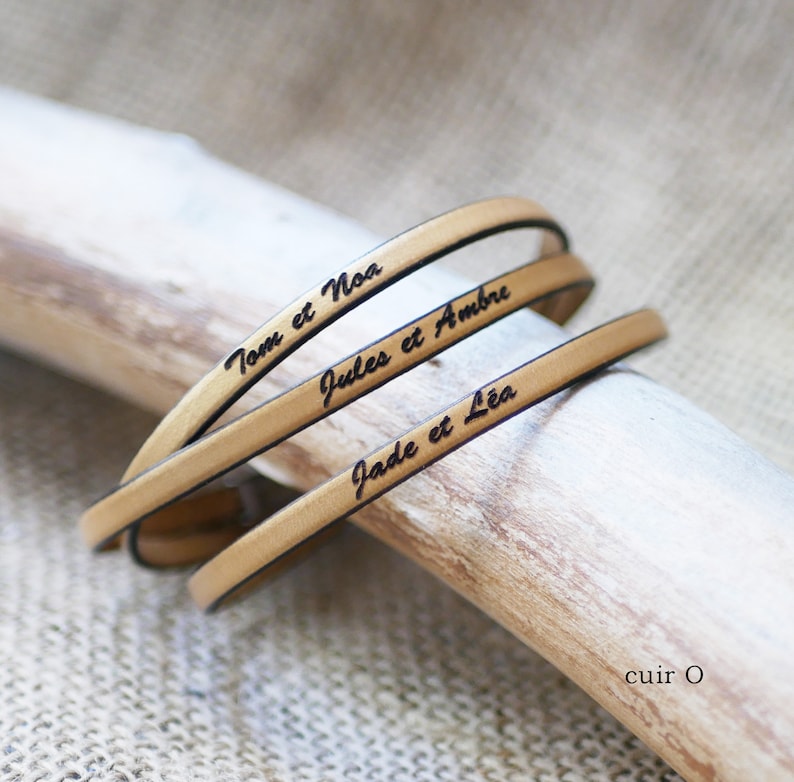 Personalized engraved leather bracelet customized with name quote or proverb, boho gift wrap women men bracelet inspirational quote image 6