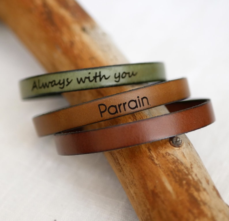 Custom Leather Men Bracelet Gift Personalized Engraved Names Etsy