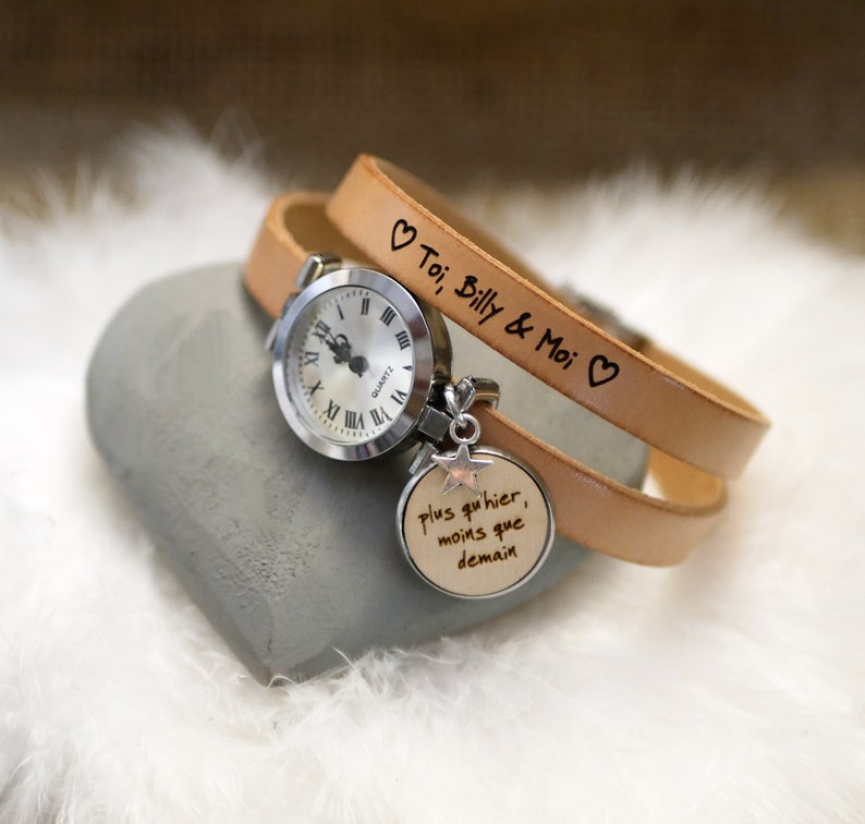 Gift women watch personalized leather wrap watch engraved Etsy