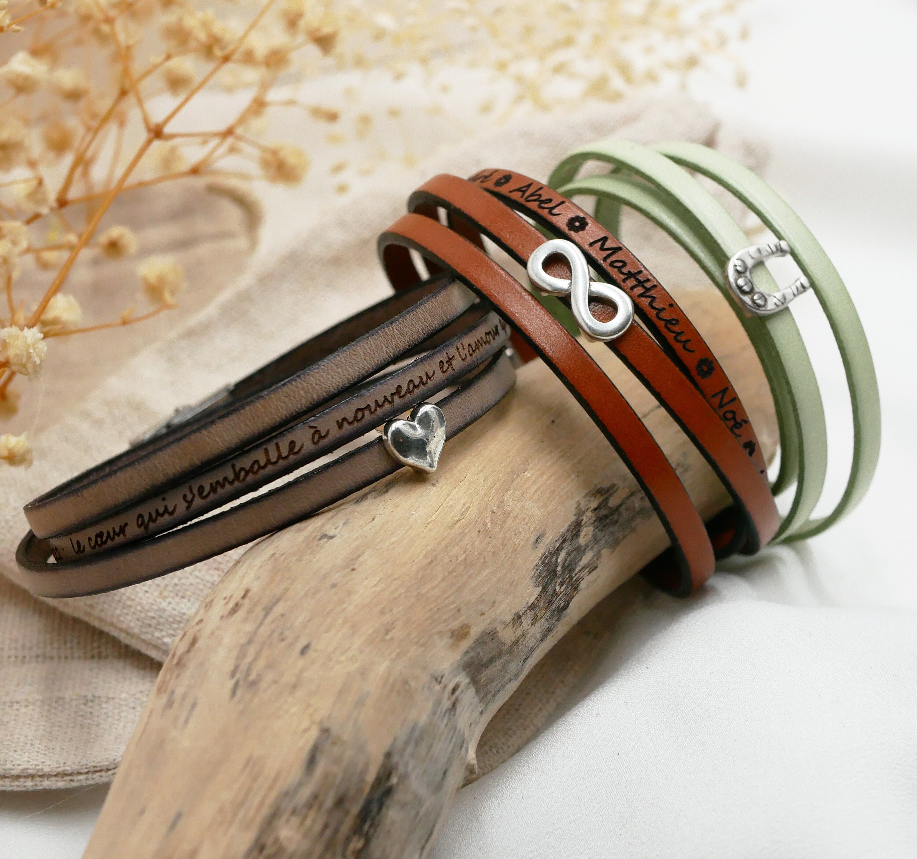 Buy Boho Leather Wrap Bracelet With Heart Personalized by Inspirational  Quote, Names, Coordinates, Lyrics or Love Message for Women Girls Teens  Online in India 
