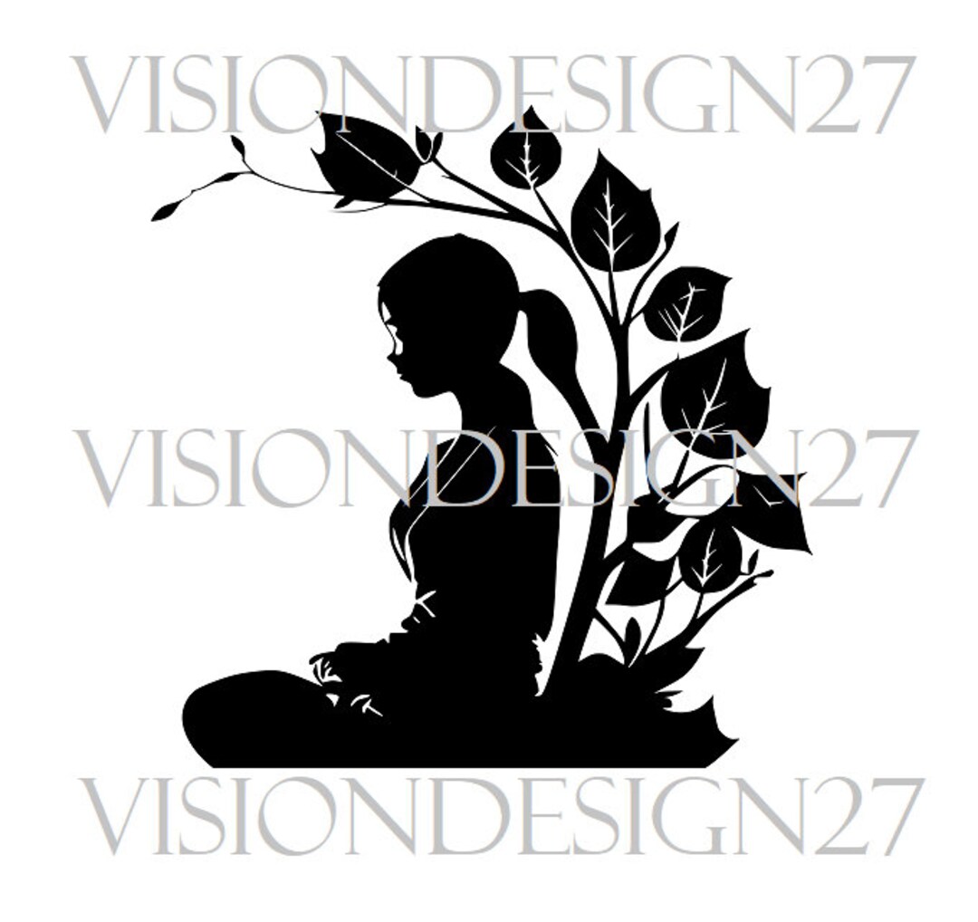 Meditation Under Tree Vector Graphics .SVG, .PNG, Spiritual Art ...