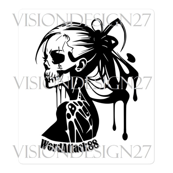 Skull Girl, Streetart Sticker, Bubble-free stickers