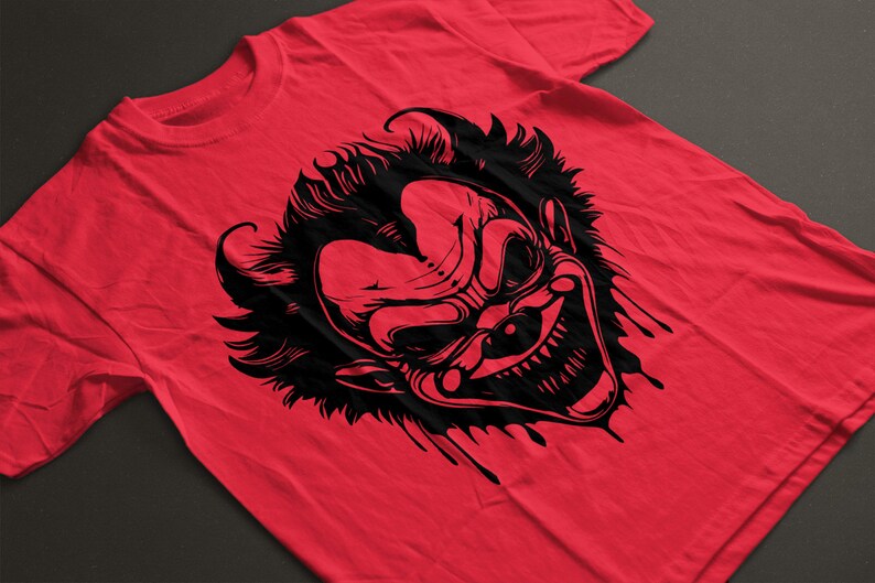 Horror Clown Vector Graphics, .SVG, .PNG, Poster Wall Art, Black and White, Digital Download