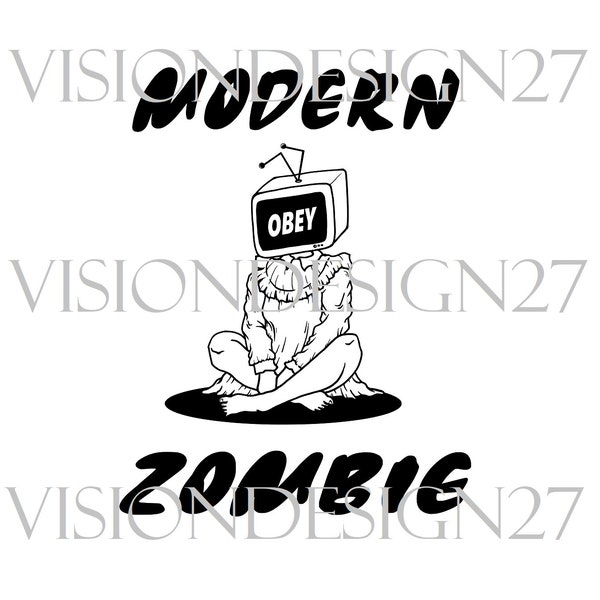 Modern Zombie OBEY Tv Gehirnwäsche Social Media Vektor Grafik, .SVG, .PNG, digital, download, witzig, george orwell 1984, Design, Cricut