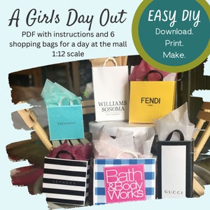 1:12 MINIATURE shopping bags PDF for A Girl's Day Out at the mall