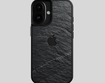 Handgefertigte Genuine Schiefer Black Rock Hülle für iPhone 16 Pro, 15/ 12 Pro, 16 Pro Max, 15/11 Pro, 13 Pro Max - Einzigartig und schützend