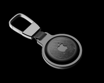 Apple AirTag Real Stone + CNC Aluminium + Magnets Case Black Impact - 360 Degree Protection