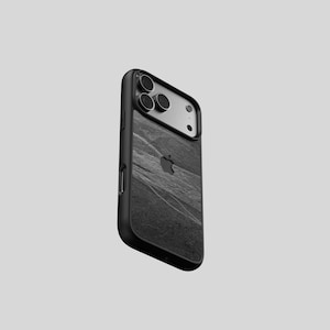 リアルスレート iPhone 17 Pro ケース ブラックロック – 天然石 MagSafe カバー ドイツ製 ROXXLYN ハンドメイド