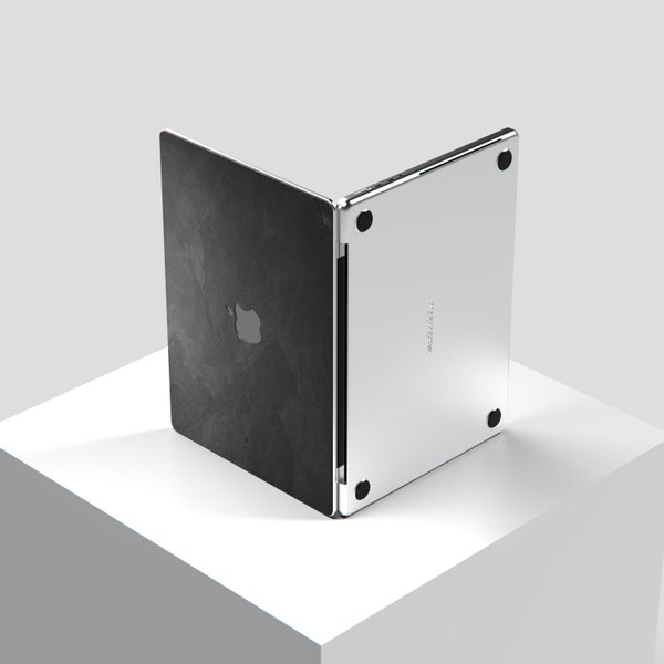 14" & 16" MacBook Pro 2021 ROXXLYN Real Slate Stone Skin Black Impact Cover